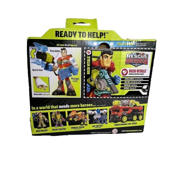 Rescue Heroes Reed Vitals Medical Rescue Cadet With Backpack Fisher Price New - Picture 2 of 12
